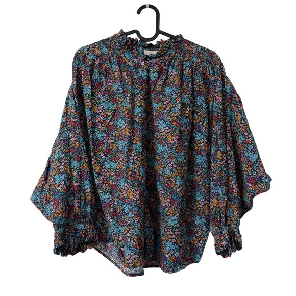 Doen The Rose Ladybird Floral Oversized Peasant Blouse Womens Size Medium - Picture 2 of 7